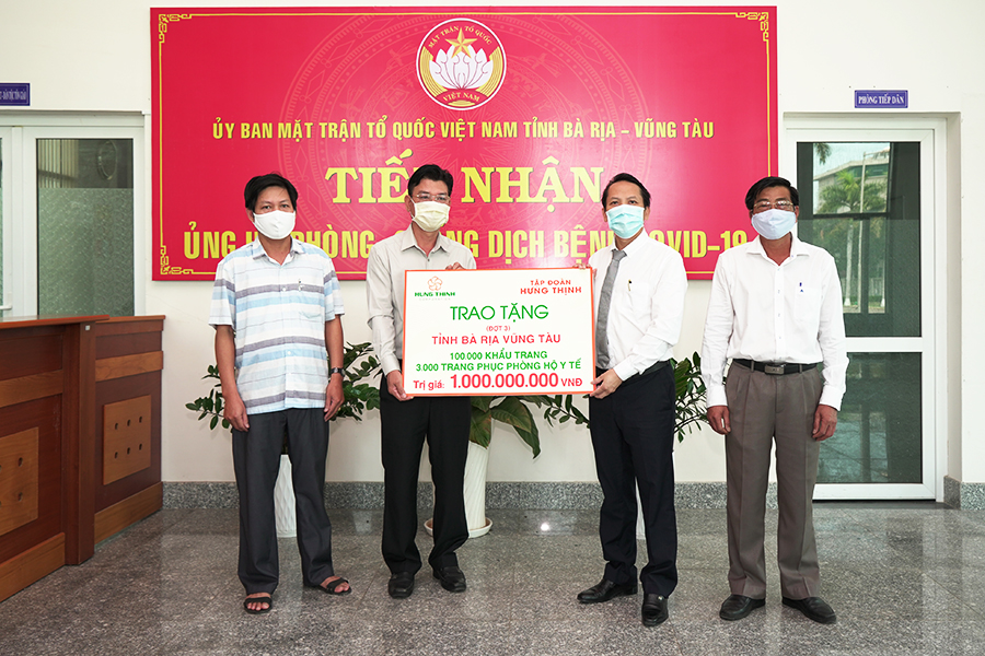 Tập đoàn Hưng Thịnh trao tặng thiết bị y tế trị giá 1 tỷ đồng ủng hộ công tác phòng chống dịch Covid-19 tại Tỉnh Bà Rịa - Vũng Tàu
