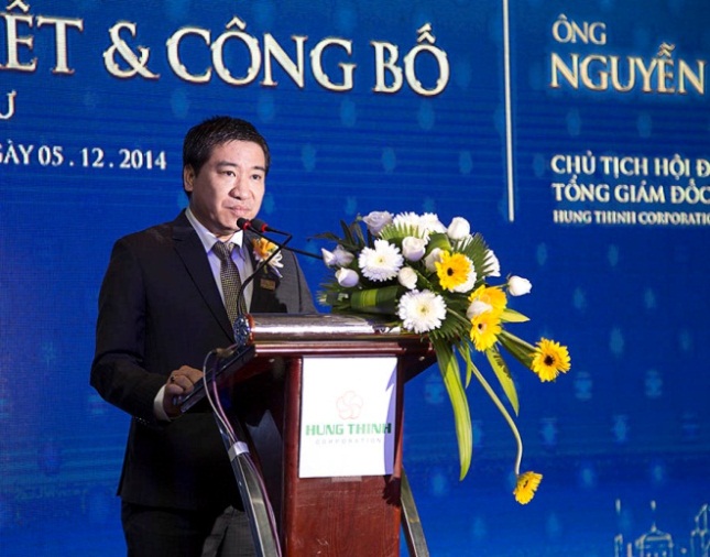 Ông Nguyễn Đình Trung – Chủ tịch HĐQT kiêm TGĐ Hung Thinh Corp phát biểu tại buổi lễ